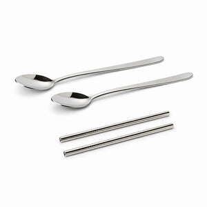 Stainless Steel Parfait Spoons & Cocktail Straws Set